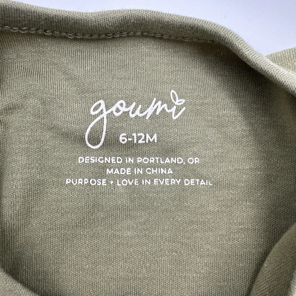 Goumi Kids Baby Romper Quick Change One Piece Size 6-12 Month Bamboo Olive Green